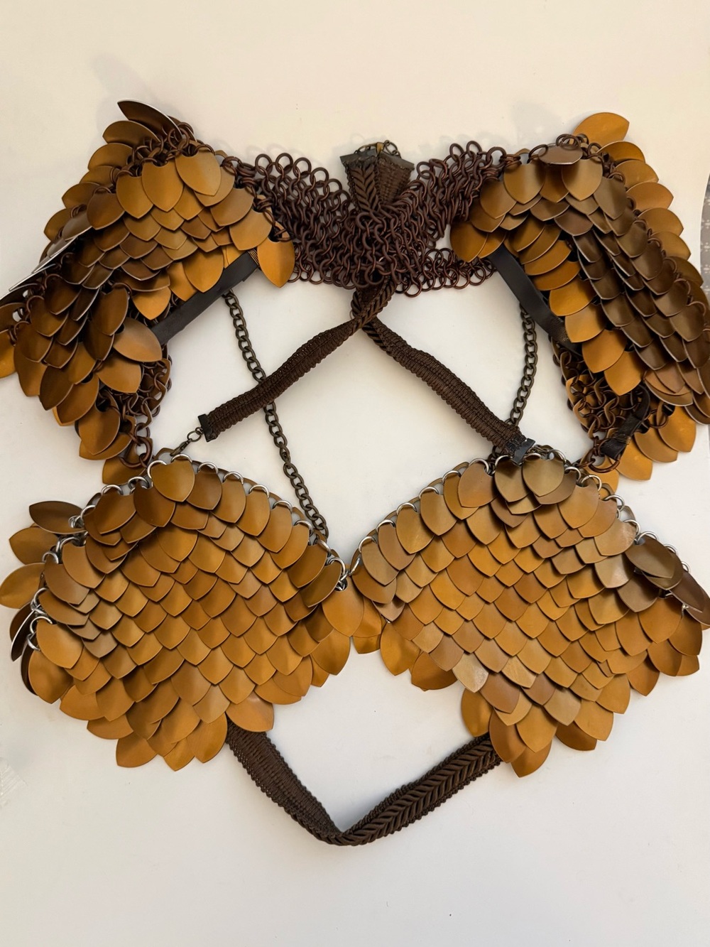Handmade Bronze Color Scale Maille Bra Top and Shoulder